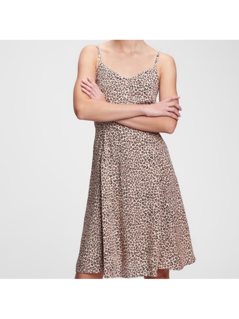 GAP Leopard Print Cami Midi Dress - Beige Brown